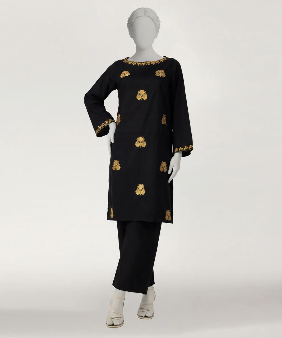 Black lawn embroidered co-ord set