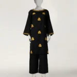 Black lawn embroidered co-ord set 6