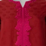 Red lawn embroidered co-ord set 2