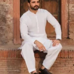 White cotton latha unstitched fabric 3