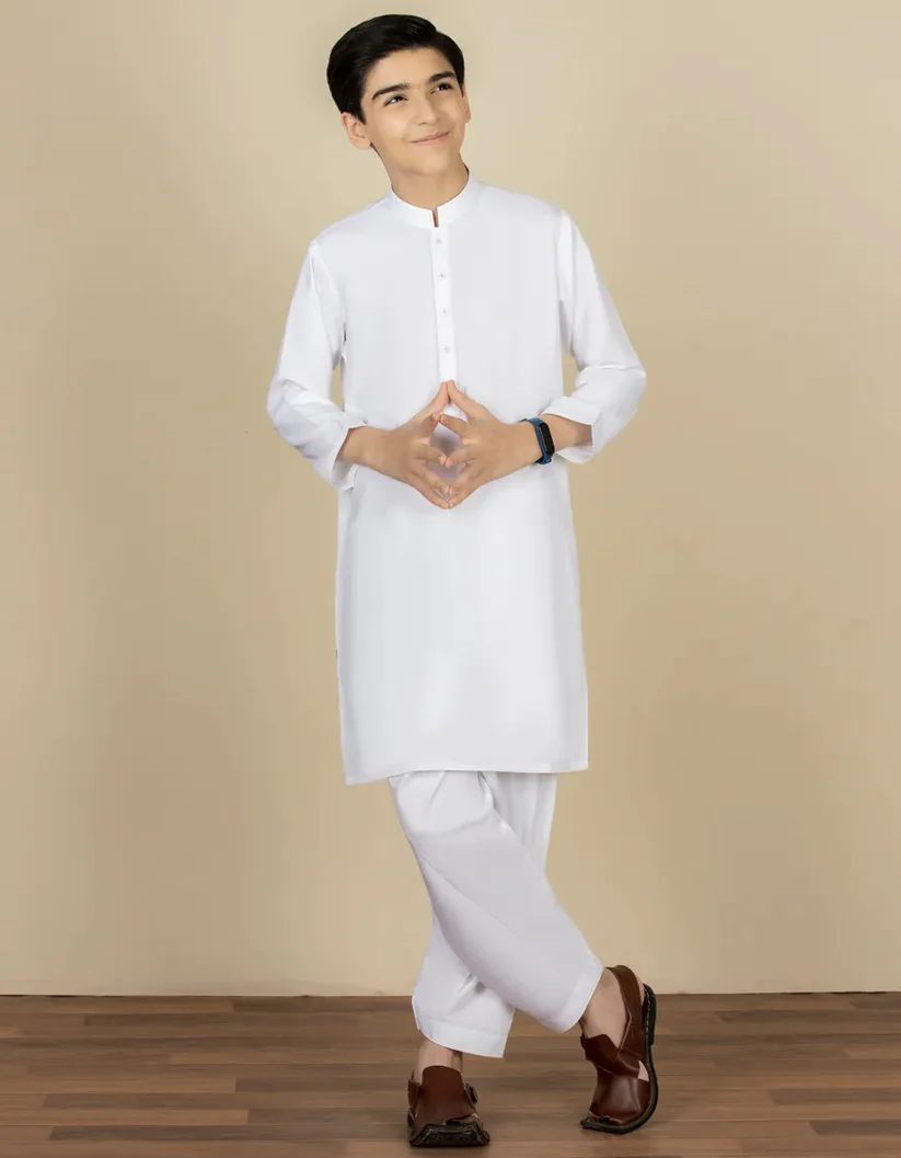 White plain kameez shalwar