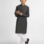Dark grey cotton casual short kurta 3