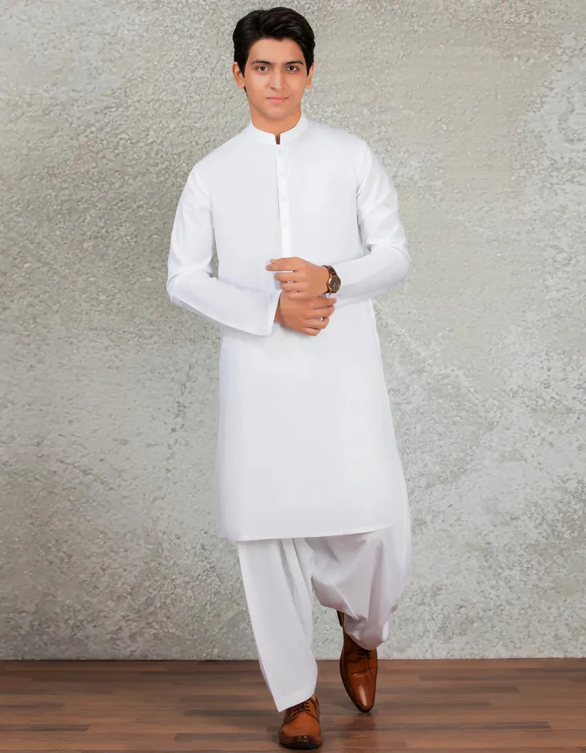 White plain kameez shalwar